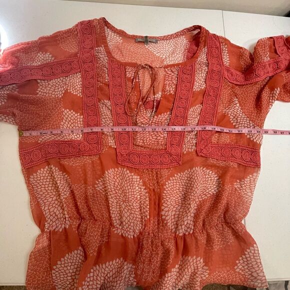 Daniel Rainn sheer embroidered boho blouse 1X - Picture 3 of 5